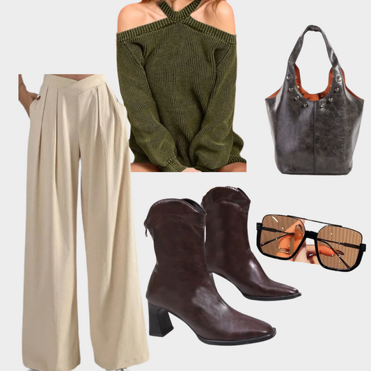 Outfit of the Week: Fall Style Inspiration by Atlas by J&D | Wide-Leg Pants & Off-Shoulder Knit