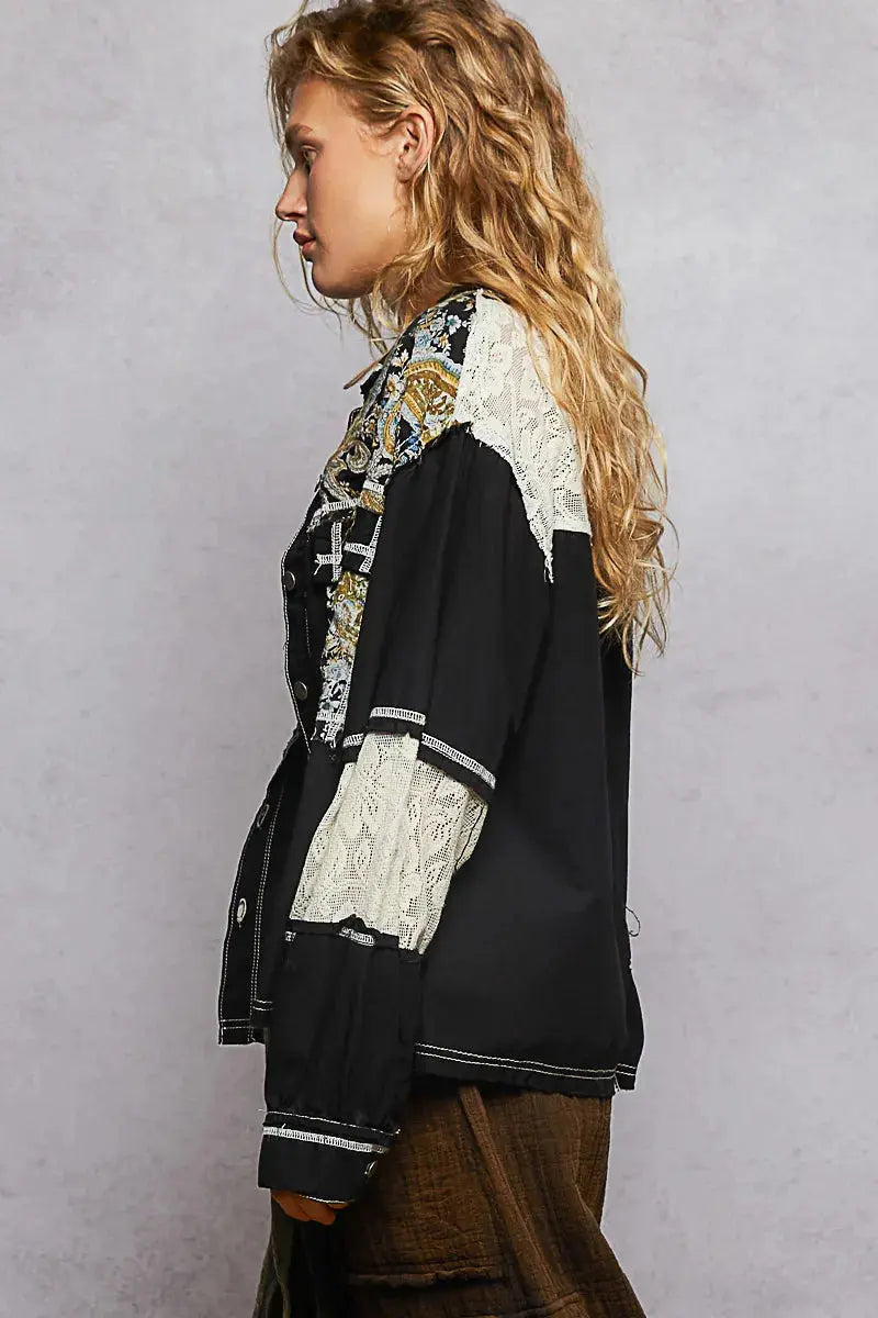 This stunning vintage-inspired denim jacket features intricate baroque embroidery that transforms a classic silhouette into a statement piece. Crafted from premium cotton denim with artistic embellishments in metallic threads, this jacket combines street style with luxury fashion element