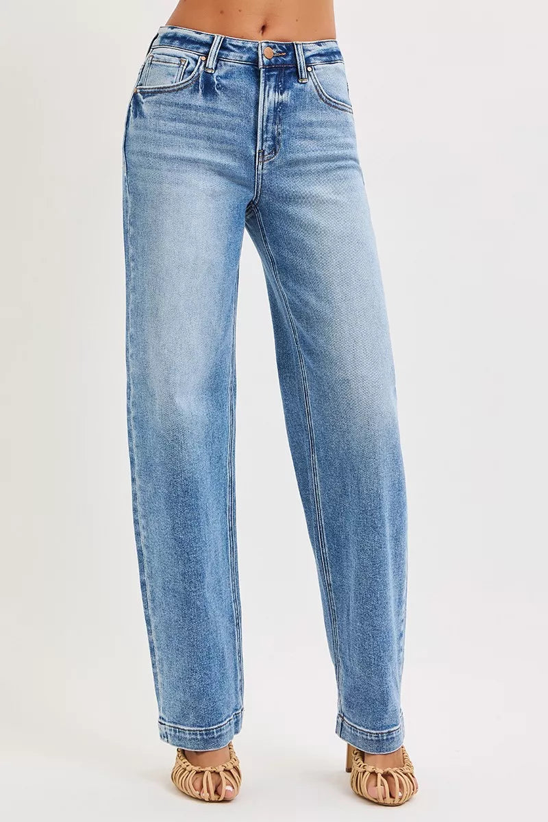 Light blue jeans on a white background