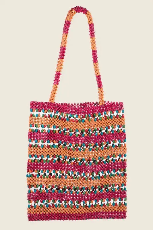 Picture of Eco Sustainable Handcrafted Bag made with bright wooden pieces. A colorful masterpiece. 