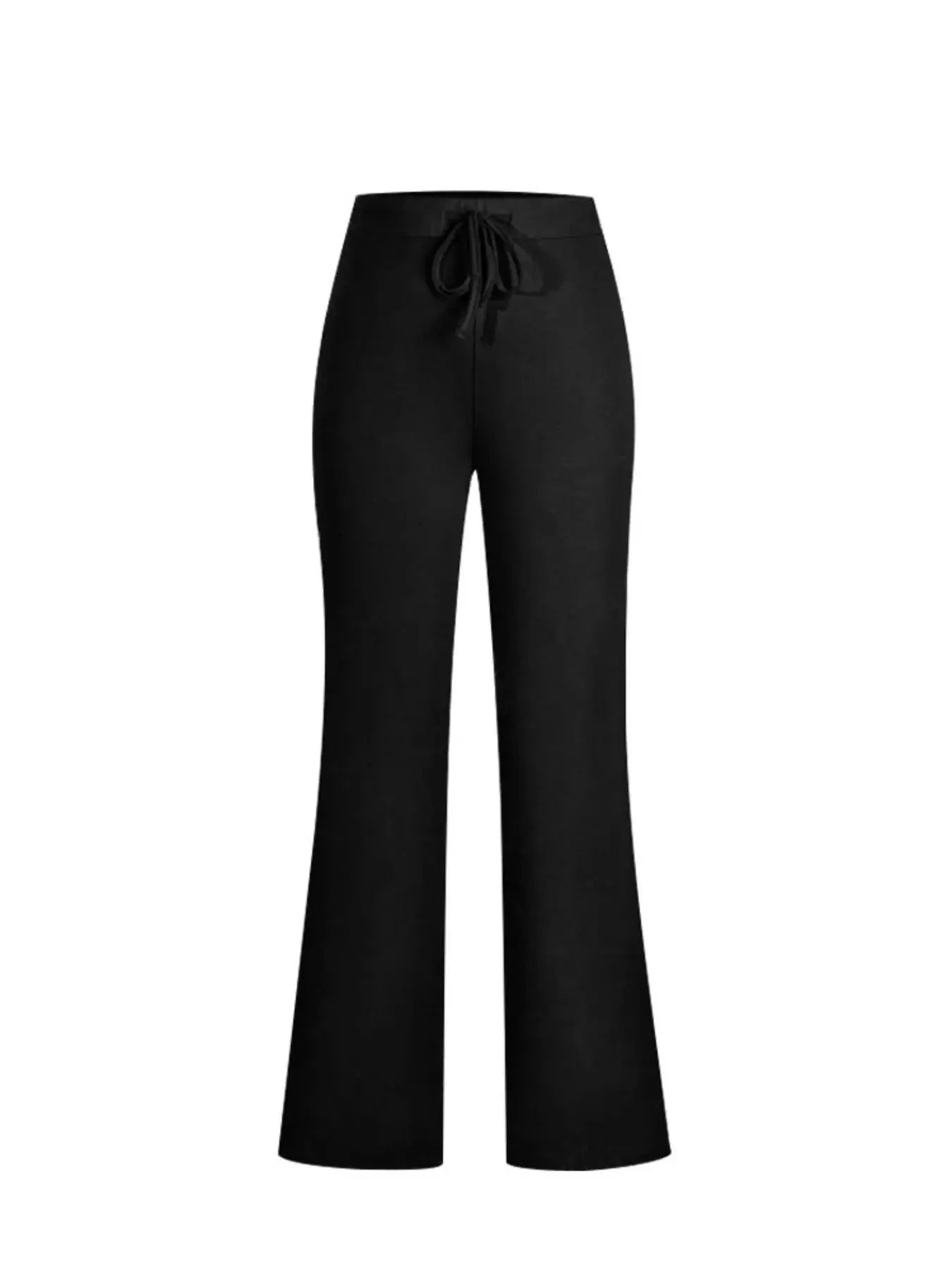Elevate your off-duty wardrobe with this sleek black two-piece set, featuring a fitted crop top and high-waisted wide-leg pants. The top hugs your frame with a flattering silhouette, while the flowy pants offer all-day comfort and movement. Whether you're lounging at home or heading out for errands, this ensemble delivers polished ease with minimal effort.
